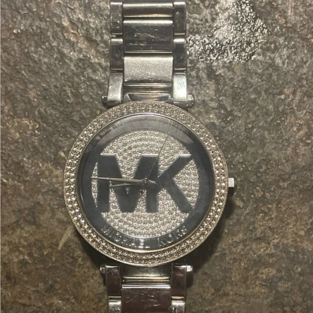 Michael Kors Silver Crystal-Embellished Watch